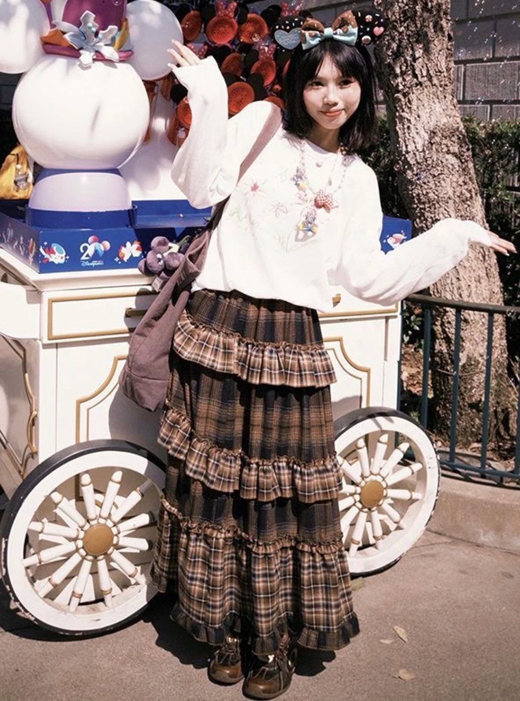 2025 New Tiered Ruffled Plaid Skirt